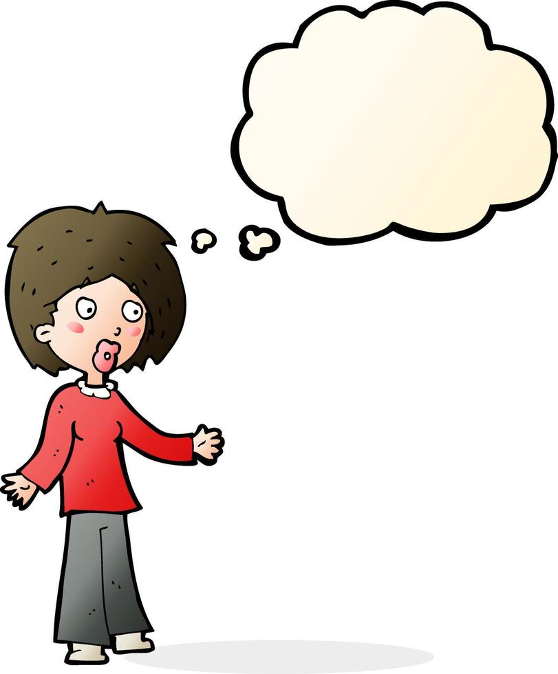 cartoon surprised woman with thought bubble vector