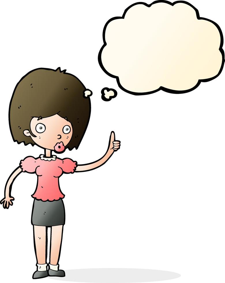 cartoon woman with idea with thought bubble vector