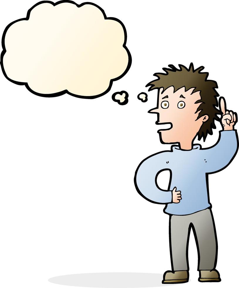 cartoon boy with idea with thought bubble vector