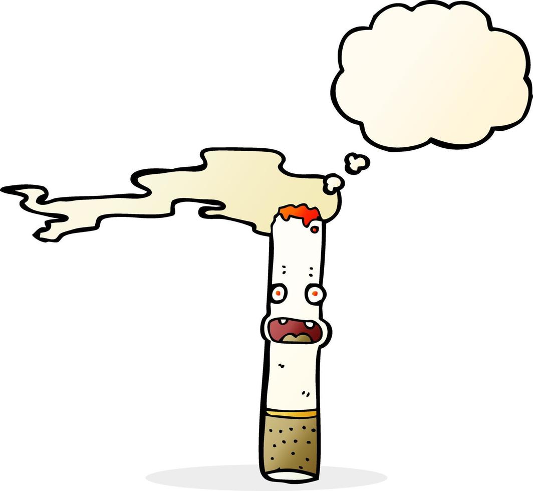 cartoon cigarette with thought bubble vector