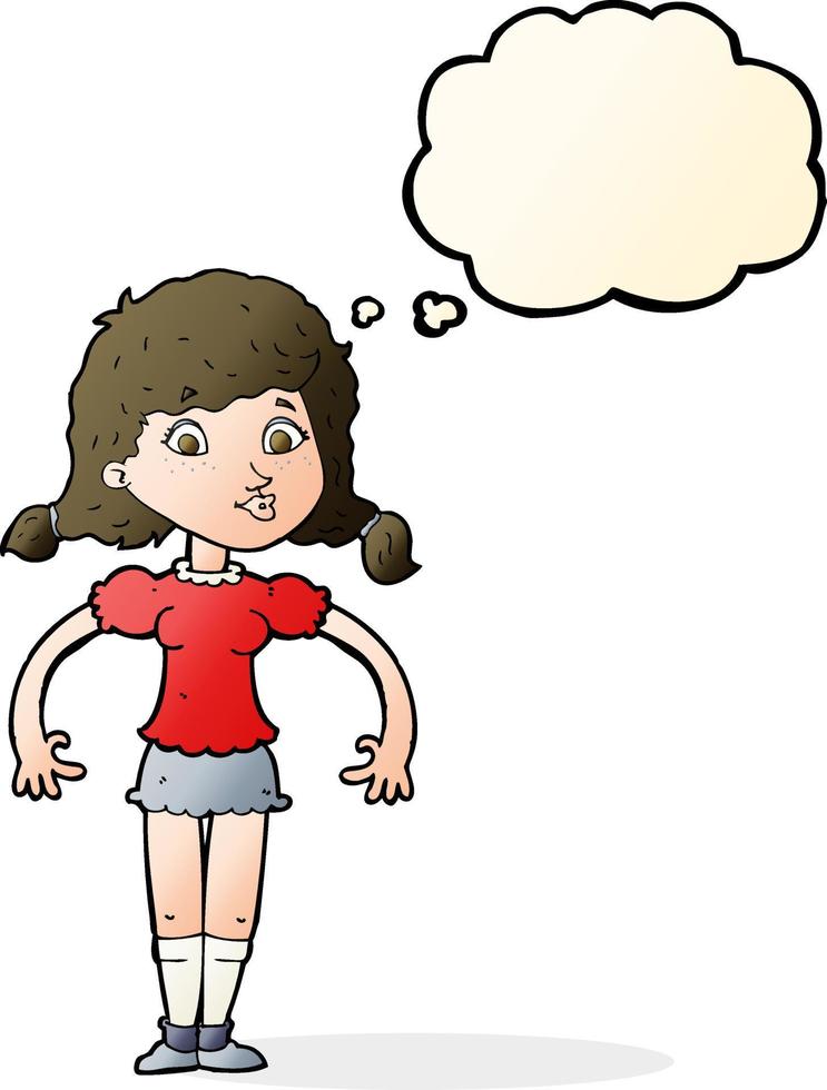 cartoon pretty girl with thought bubble vector