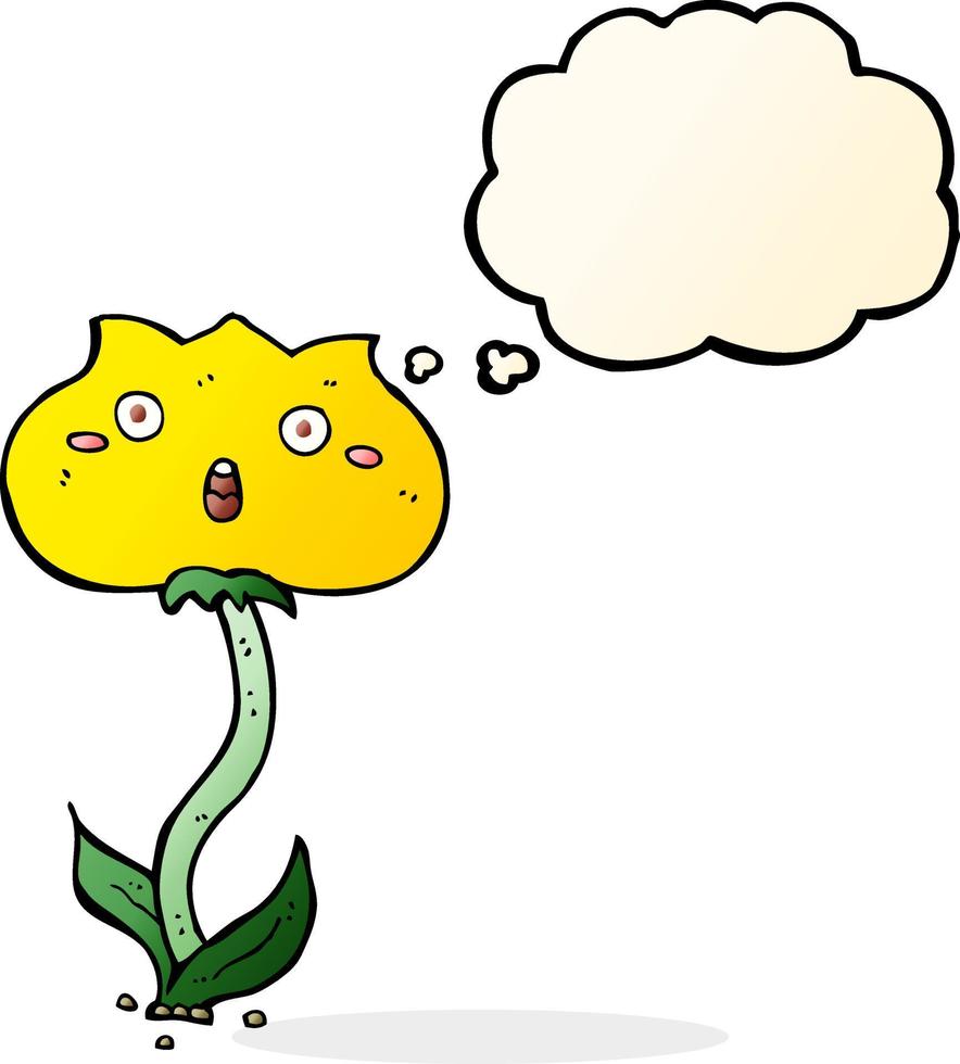 cartoon shocked flower with thought bubble vector