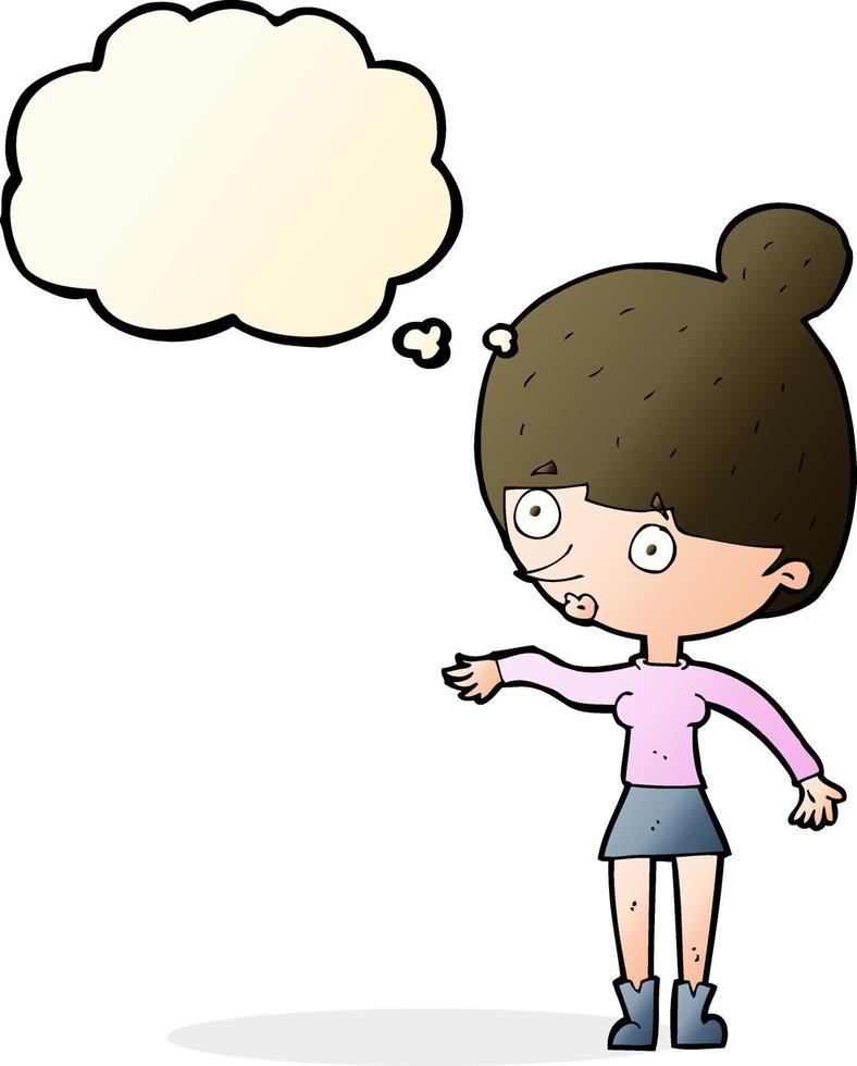 cartoon surprised woman with thought bubble vector