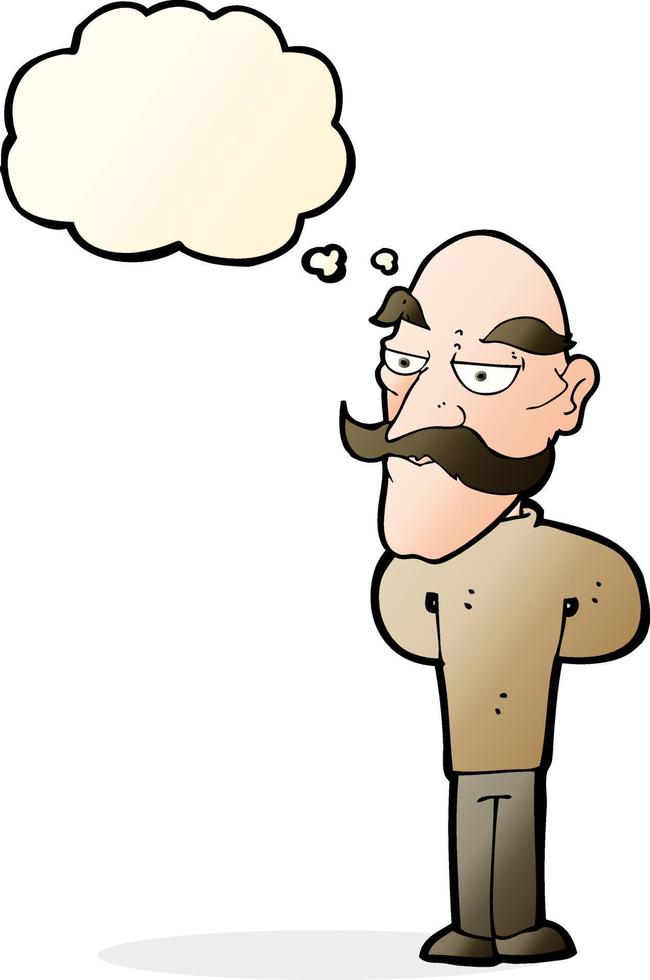 cartoon old man with mustache with thought bubble vector