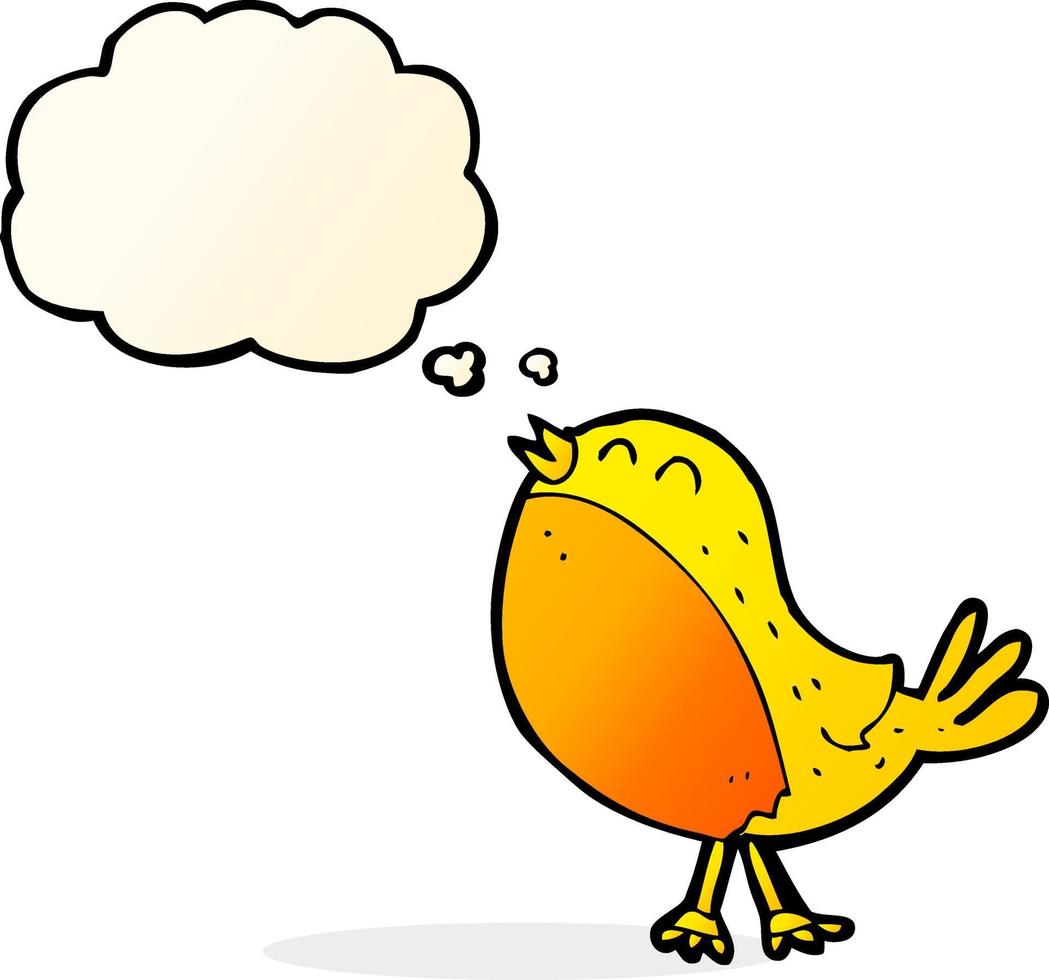 cartoon singing bird with thought bubble vector