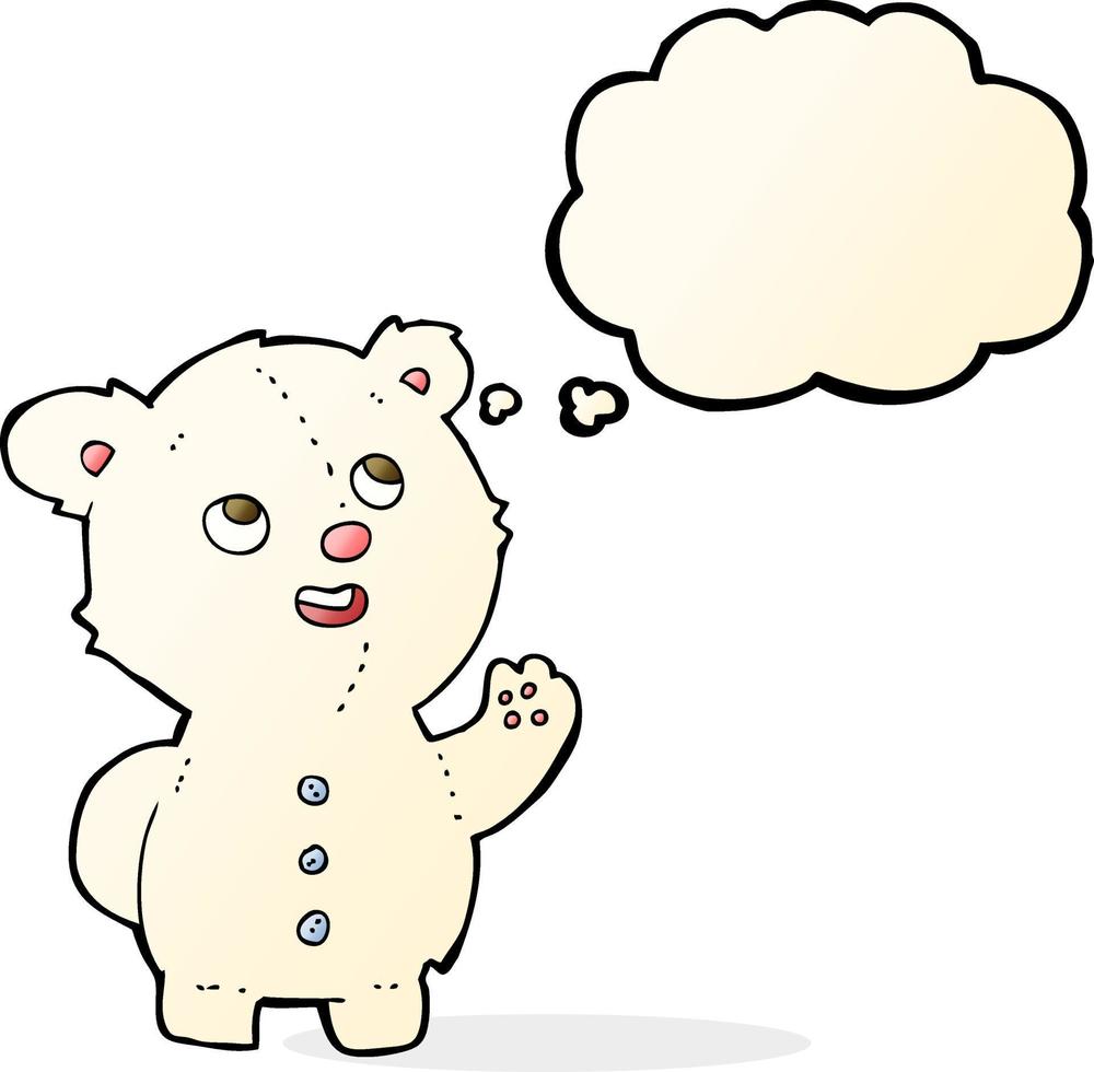 cartoon cute polar bear cub with thought bubble vector