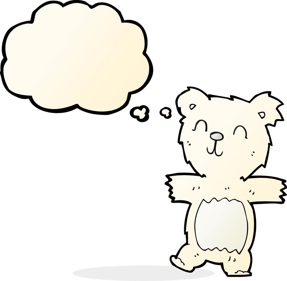 cartoon cute polar bear cub with thought bubble vector