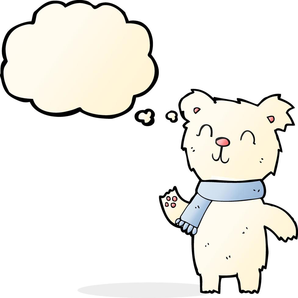 cartoon cute polar bear cub with thought bubble vector