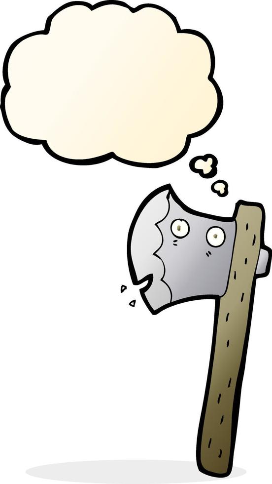cartoon axe with thought bubble vector