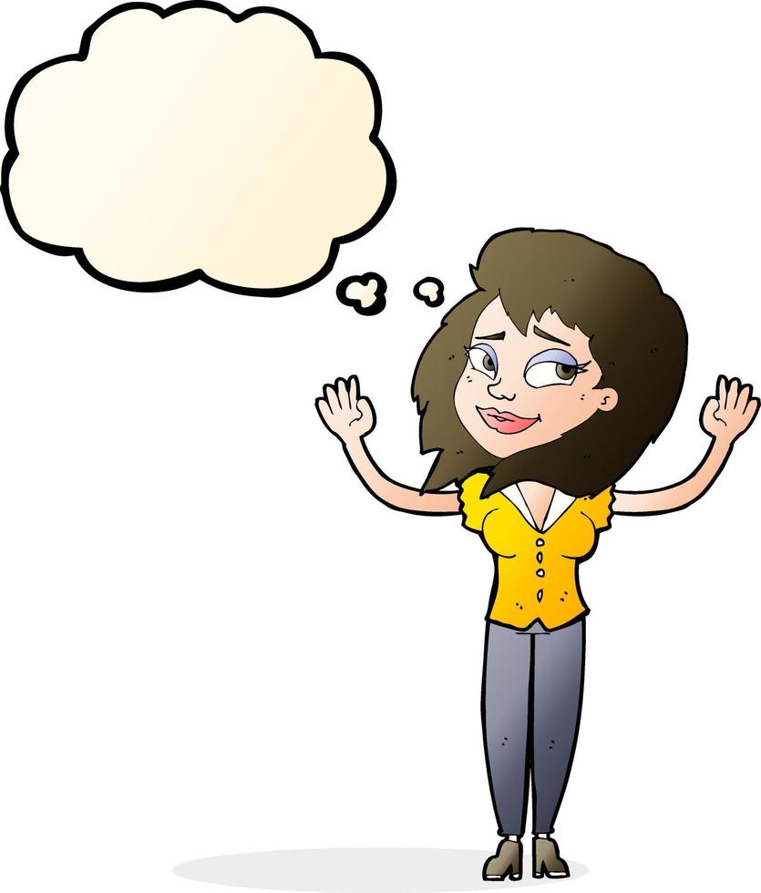 cartoon woman giving up with thought bubble vector