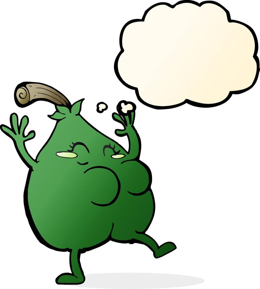 a nice pear cartoon with thought bubble vector