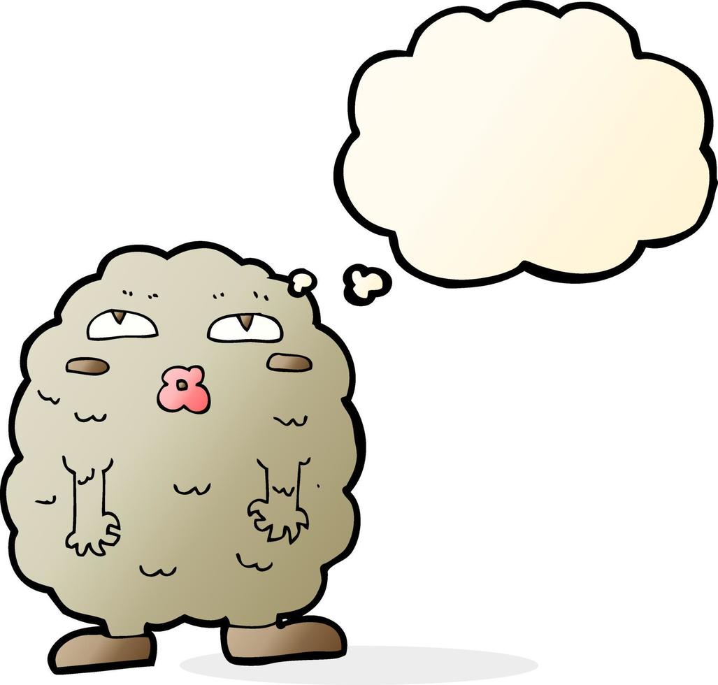 funny cartoon monster with thought bubble vector