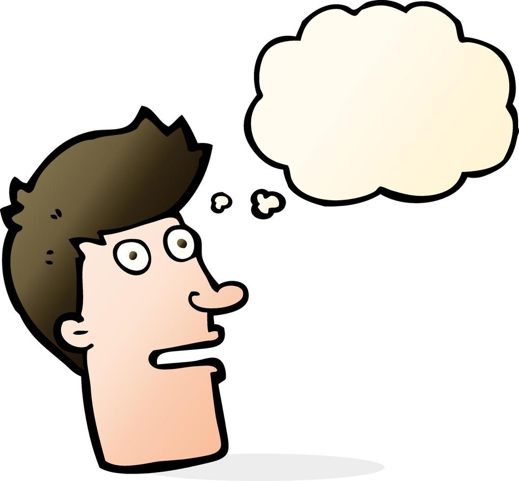 cartoon shocked male face with thought bubble vector