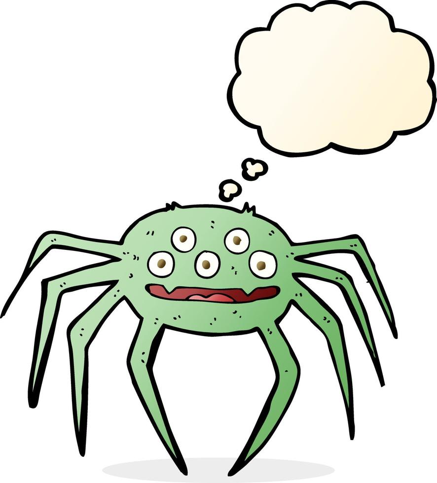 cartoon halloween spider with thought bubble vector