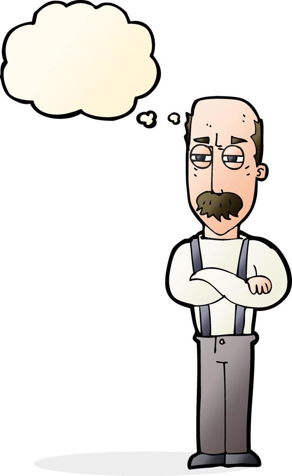cartoon annoyed old man with thought bubble vector
