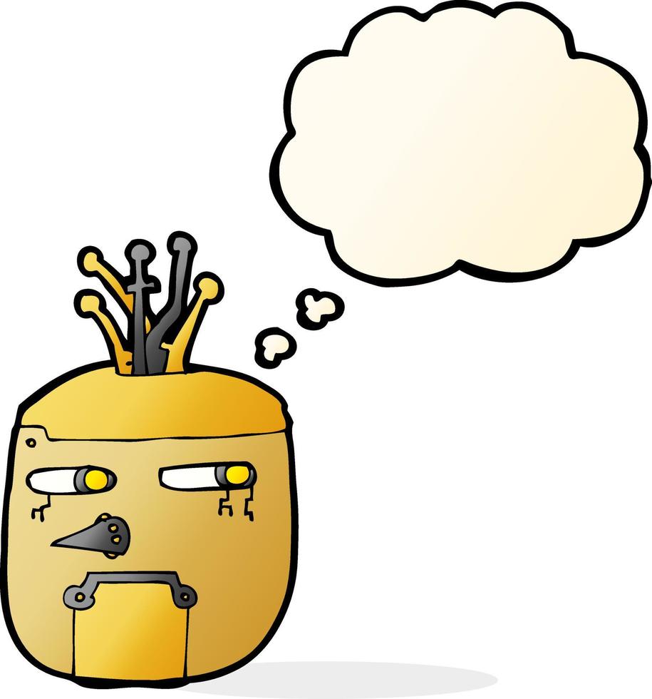 cartoon robot head with thought bubble vector