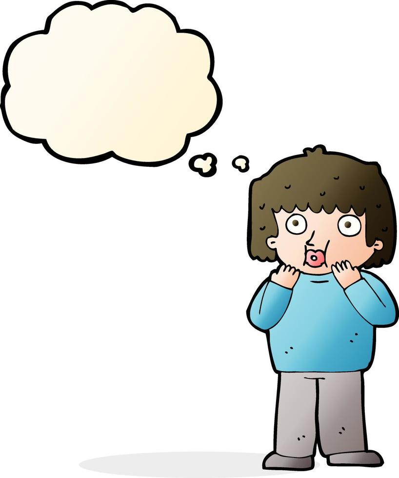 cartoon worried boy with thought bubble vector