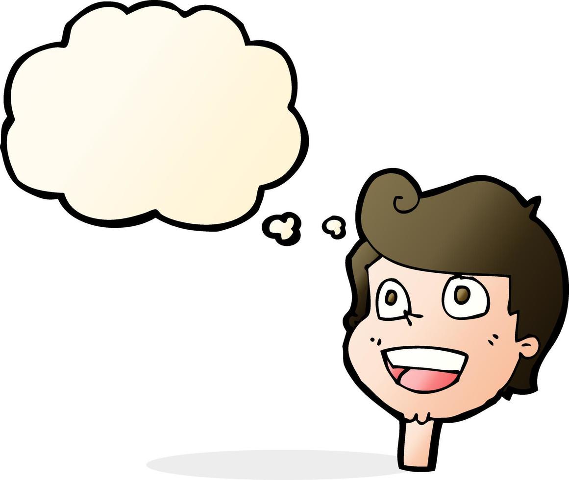 cartoon happy face with thought bubble vector