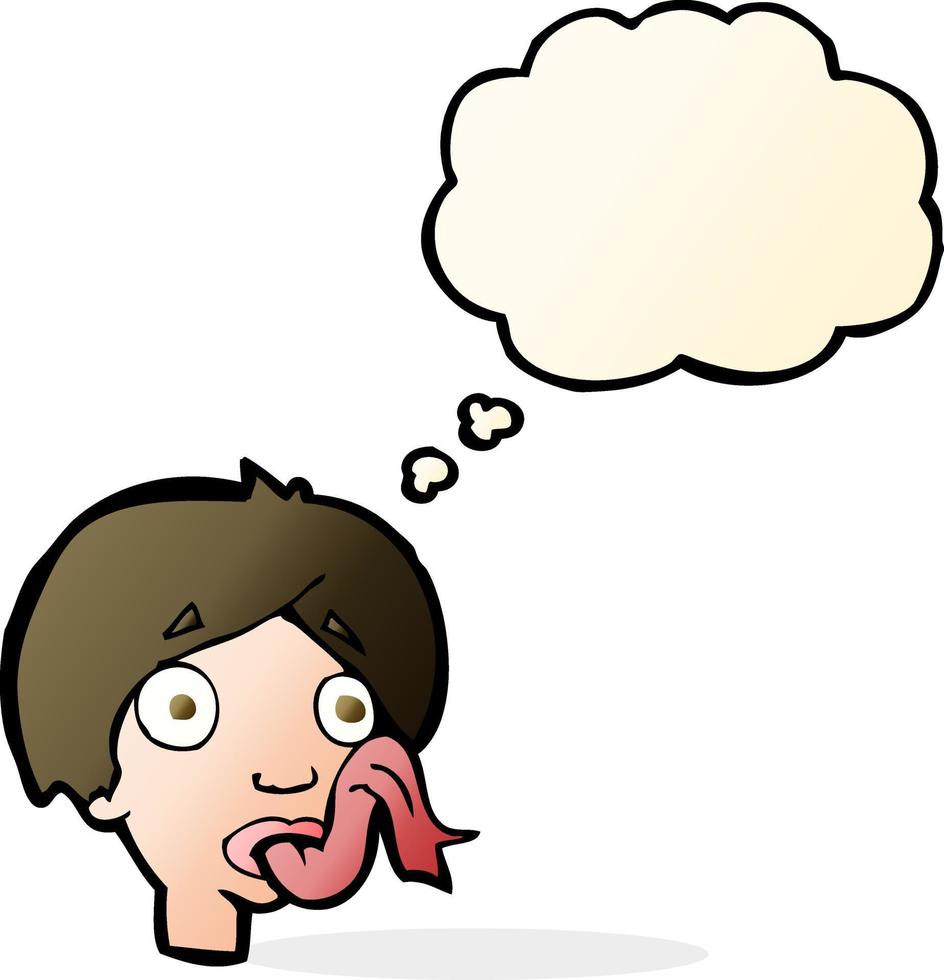 cartoon head sticking out tongue with thought bubble vector