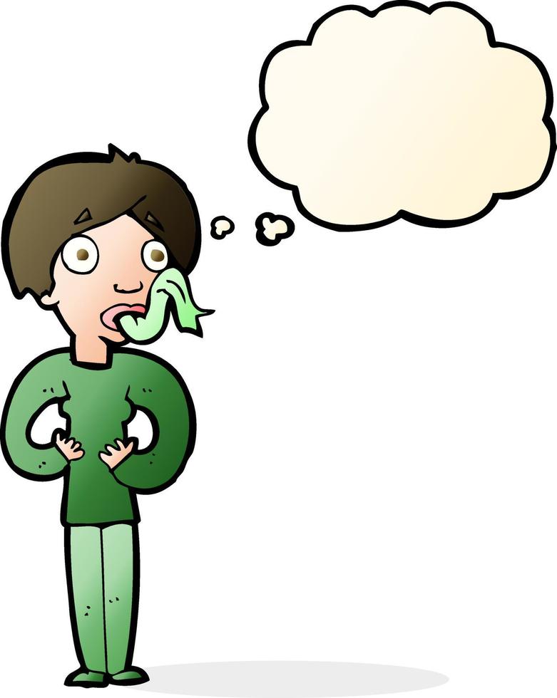 cartoon woman sticking out tongue with thought bubble vector