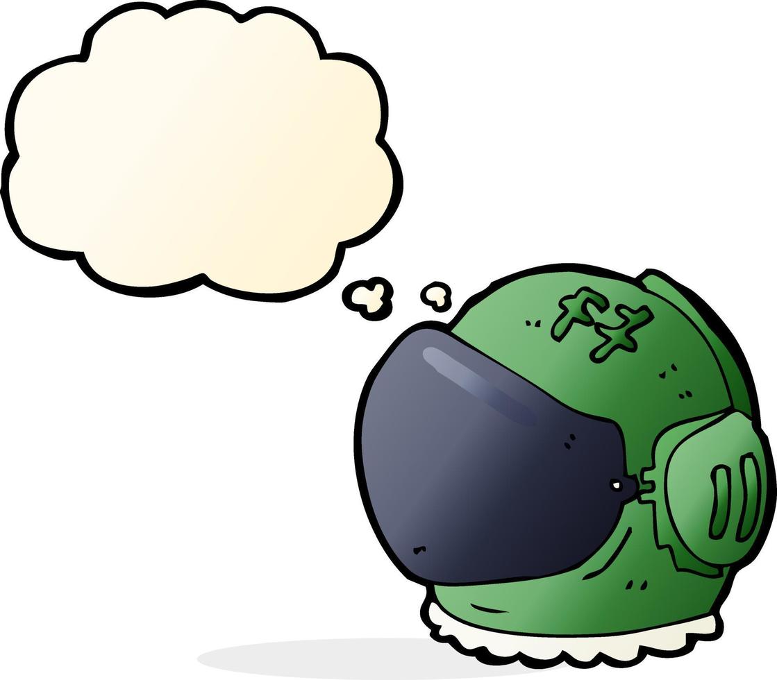 cartoon astronaut helmet with thought bubble vector