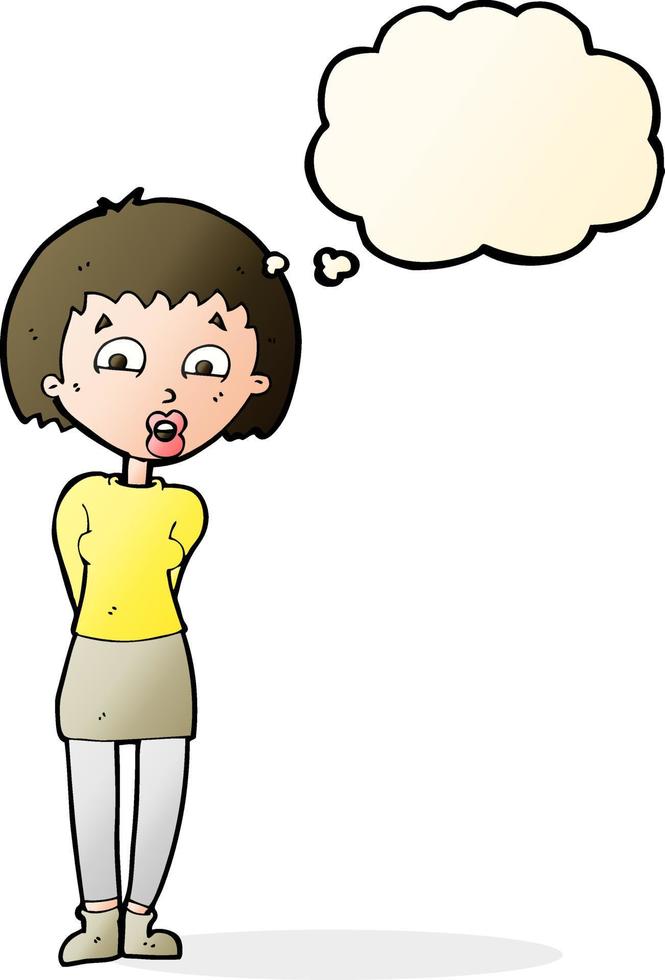 cartoon surprised woman with thought bubble vector