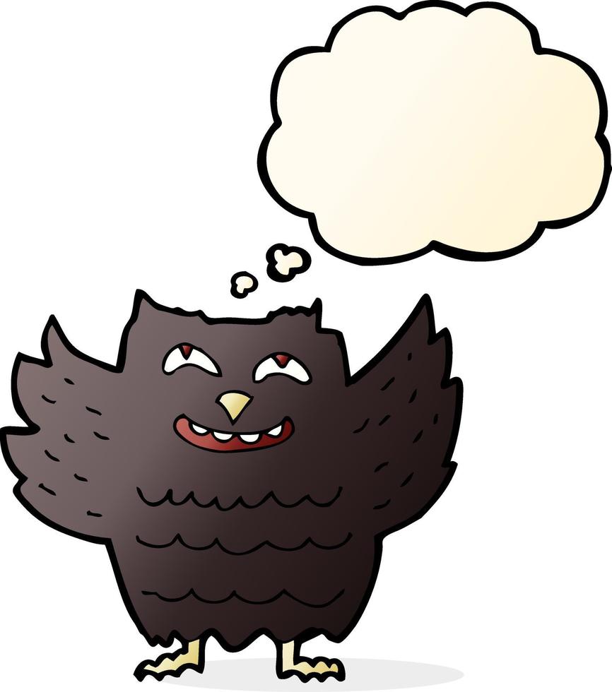 cartoon happy owl with thought bubble vector