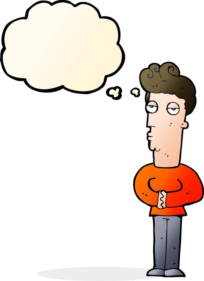 cartoon arrogant man with thought bubble vector