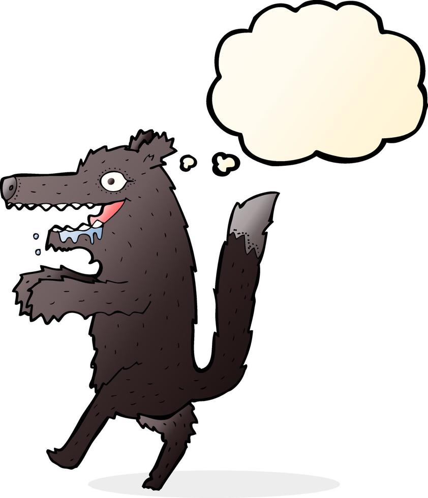 cartoon big bad wolf with thought bubble vector