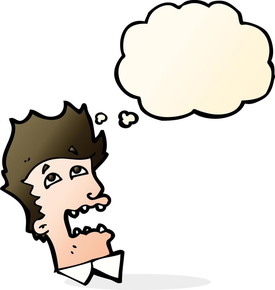 cartoon frightened man with thought bubble vector