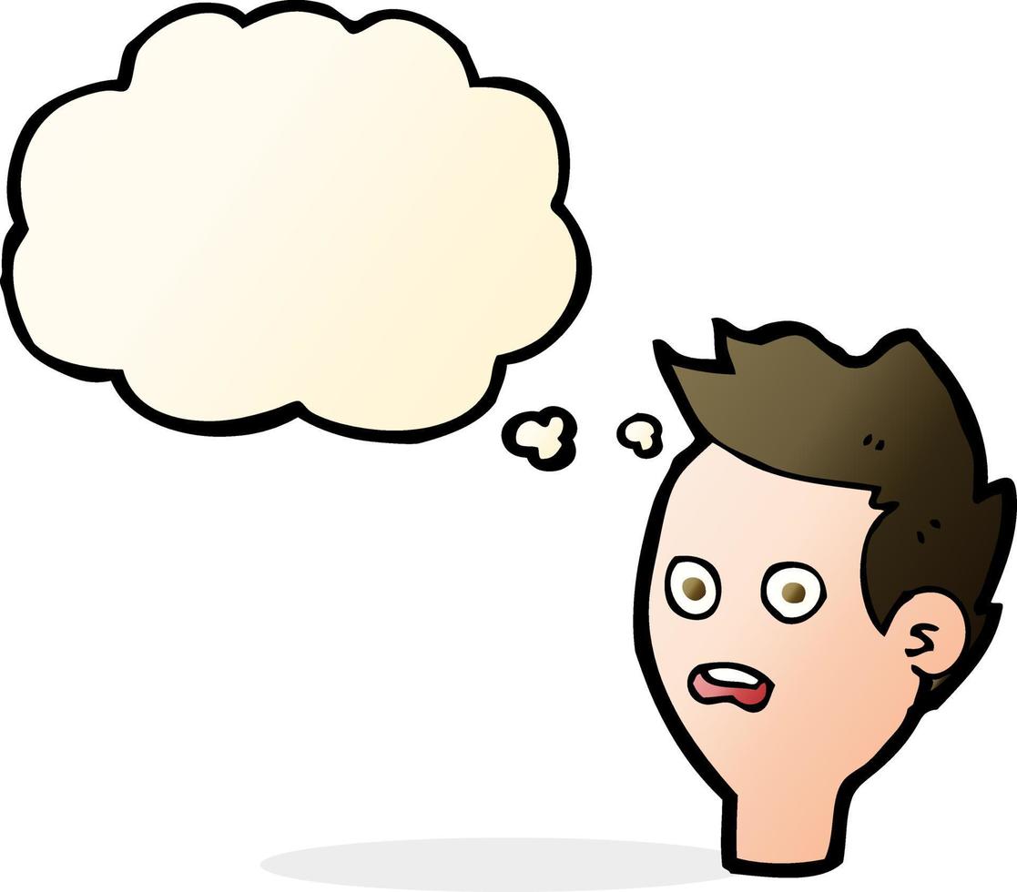 cartoon shocked man with thought bubble vector