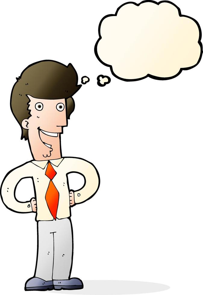 cartoon happy man with thought bubble vector