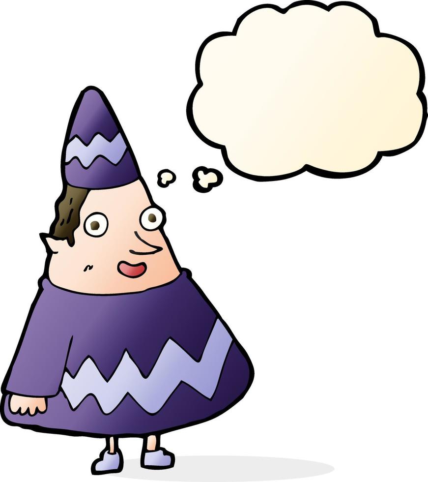 cartoon elf with thought bubble vector