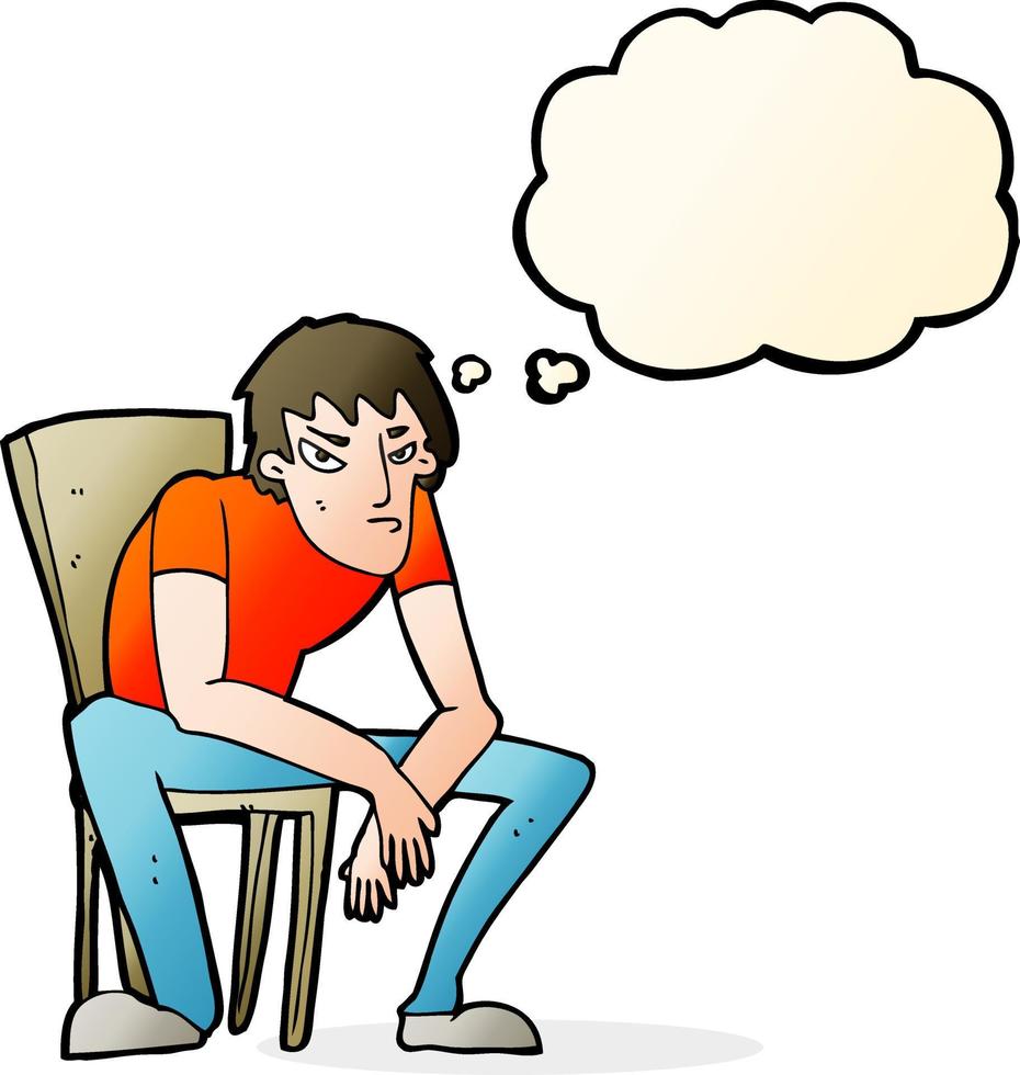 cartoon dejected man with thought bubble vector