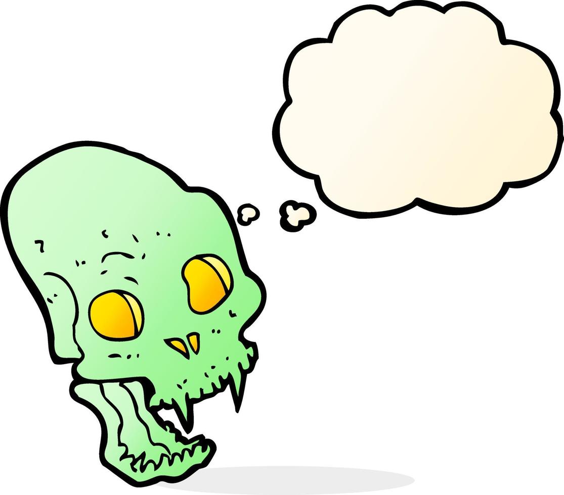 cartoon spooky vampire skull with thought bubble vector