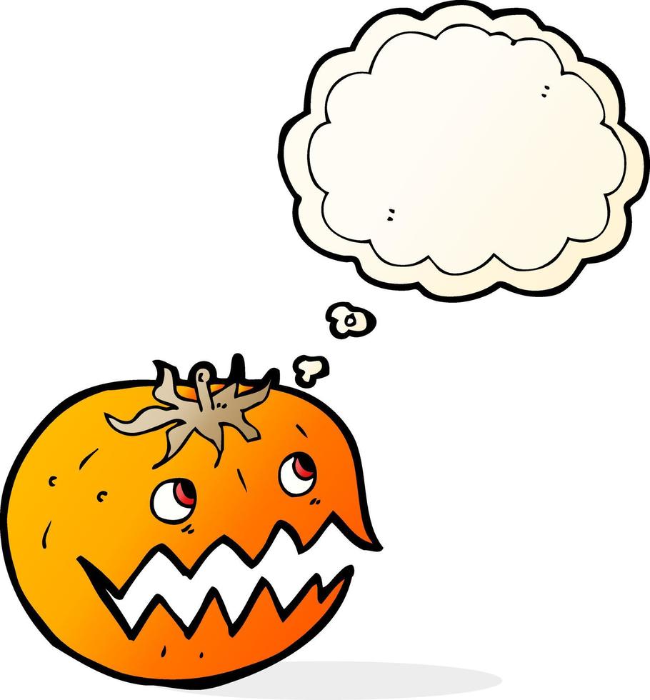 cartoon pumpkin with thought bubble vector