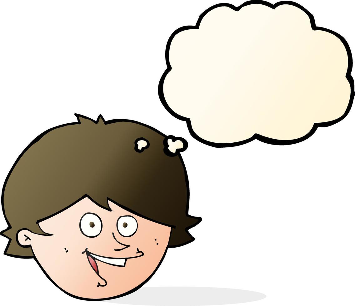 cartoon happy boy face with thought bubble vector