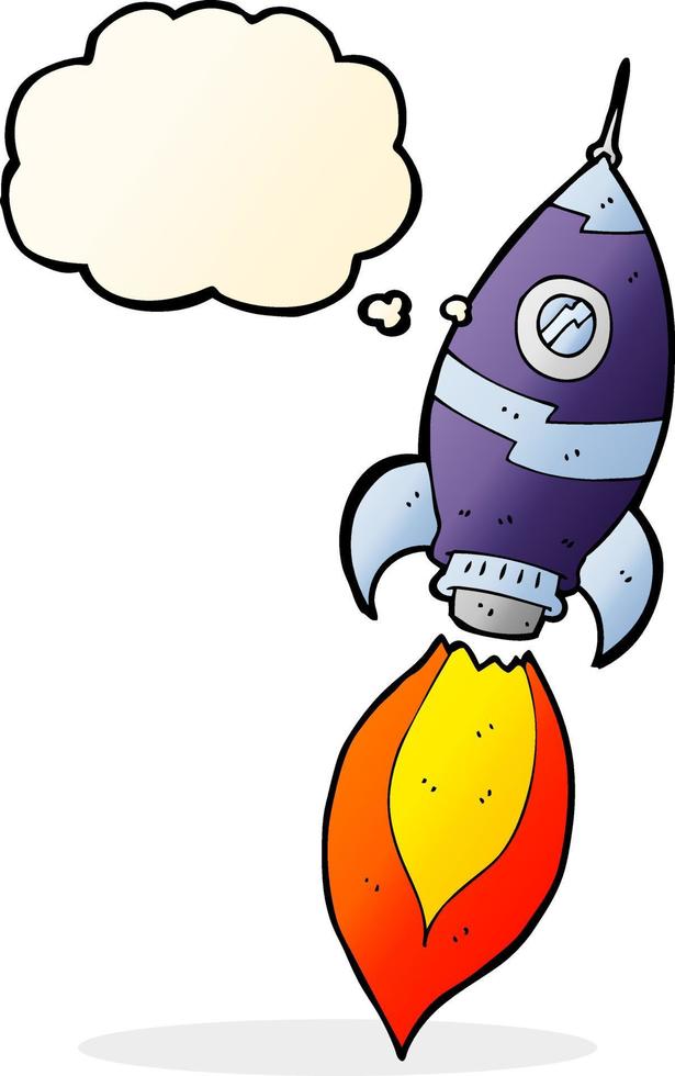 cartoon spaceship with thought bubble vector