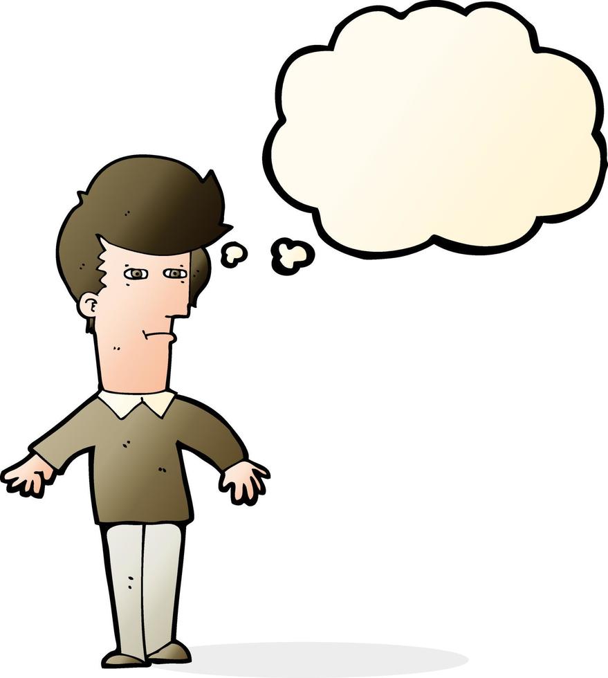 cartoon suspicious man with thought bubble vector