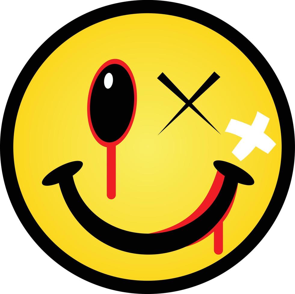 ilustración vectorial personaje herido smiley aislado sobre fondo blanco vector