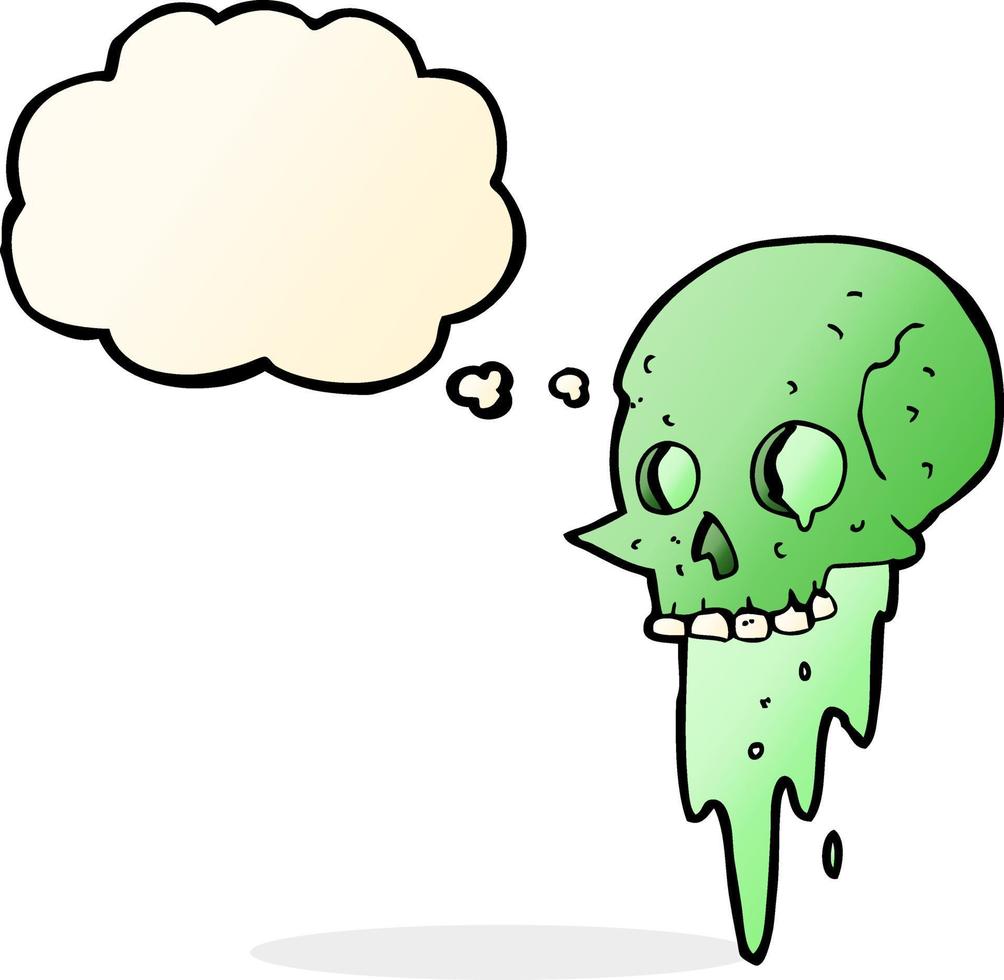 gross halloween skull cartoon with thought bubble vector