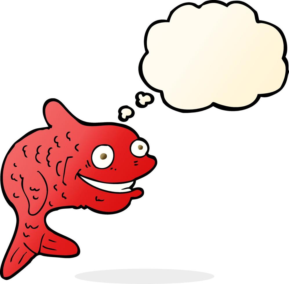 cartoon happy fish with thought bubble vector
