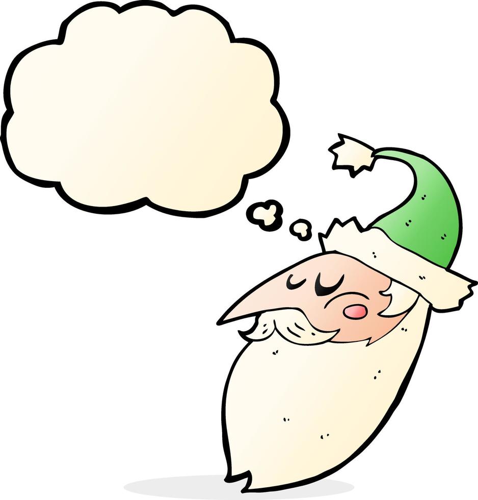 cartoon santa face with thought bubble vector