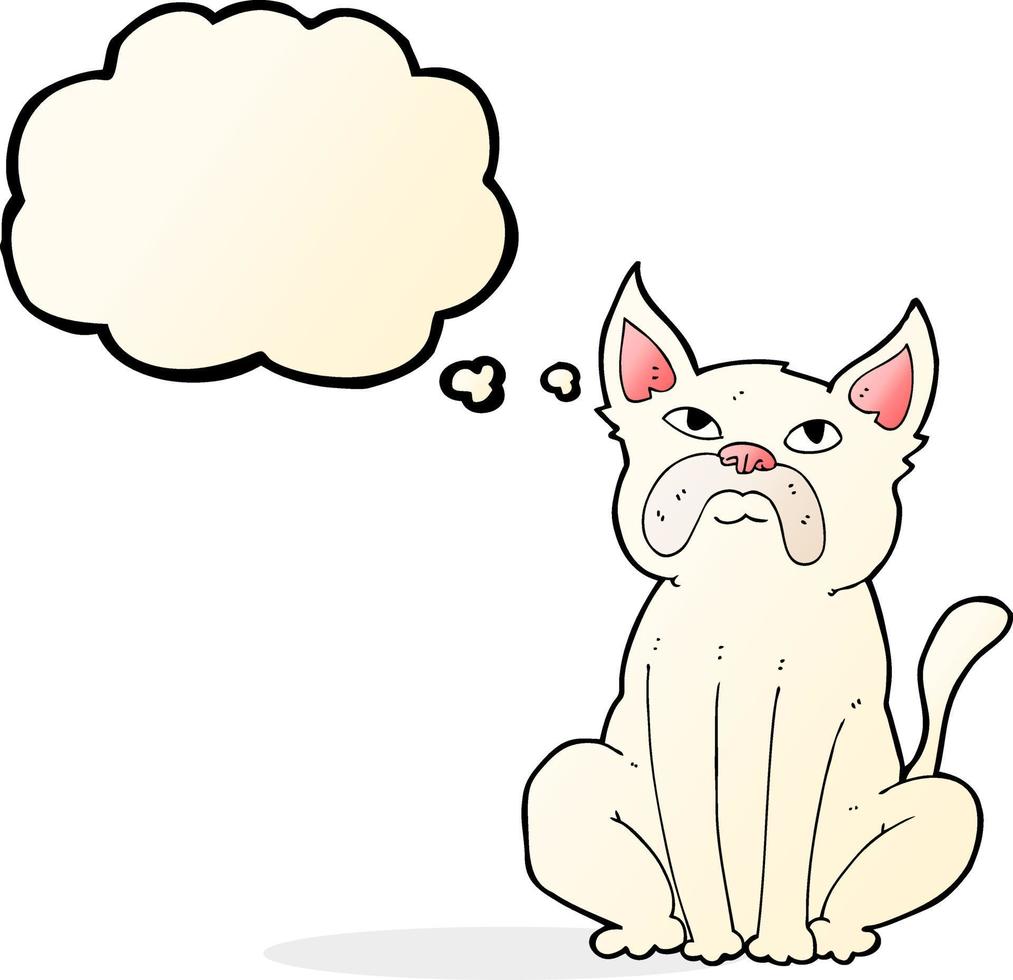 cartoon grumpy little dog with thought bubble vector
