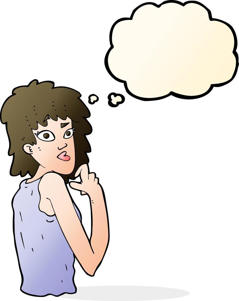 cartoon surprised woman with thought bubble vector