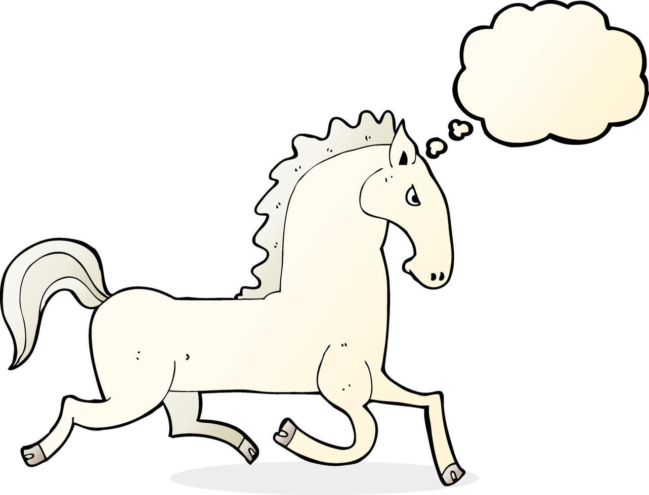 cartoon running white stallion with thought bubble vector