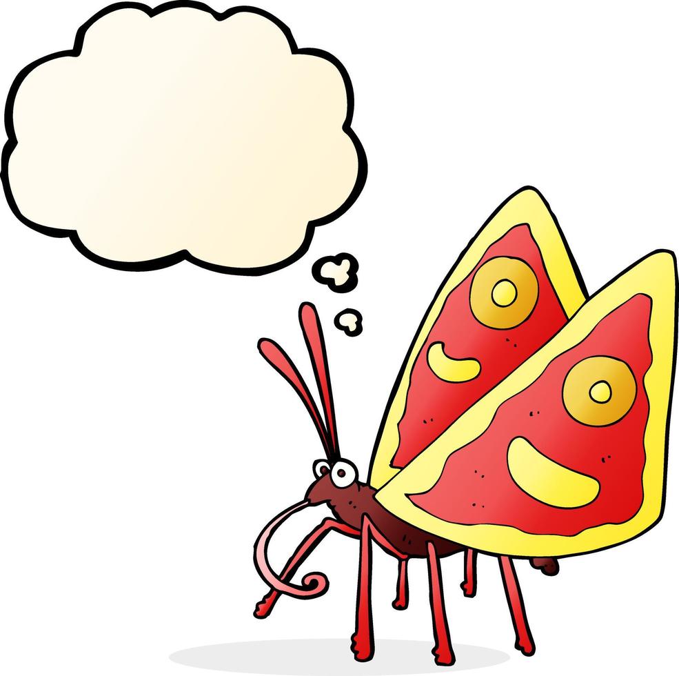 cartoon funny butterfly with thought bubble vector