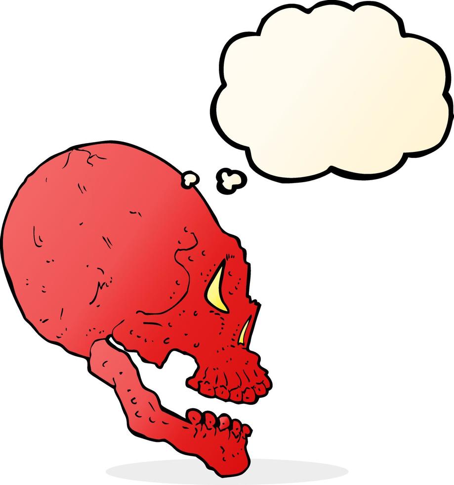 red skull illustration with thought bubble vector