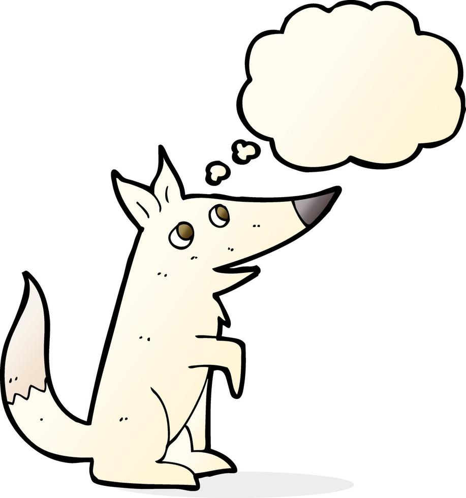 cartoon wolf cub with thought bubble vector