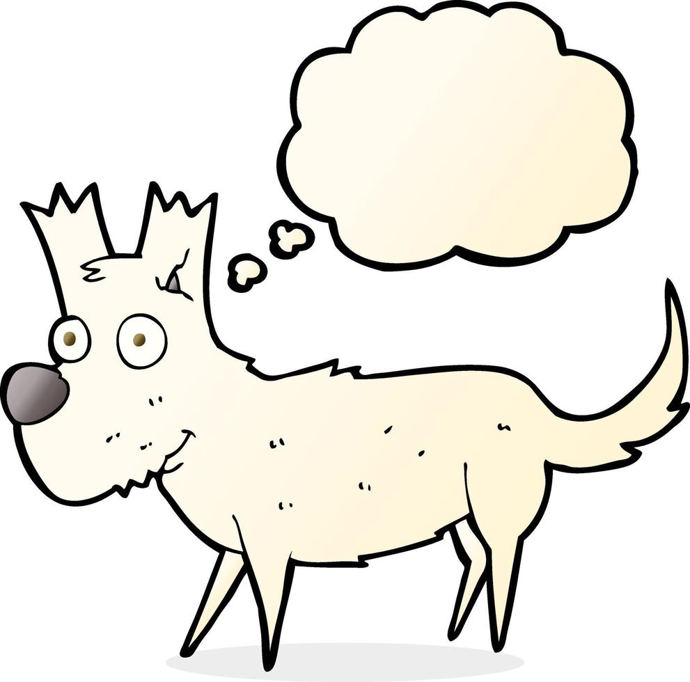 cartoon cute little dog with thought bubble vector